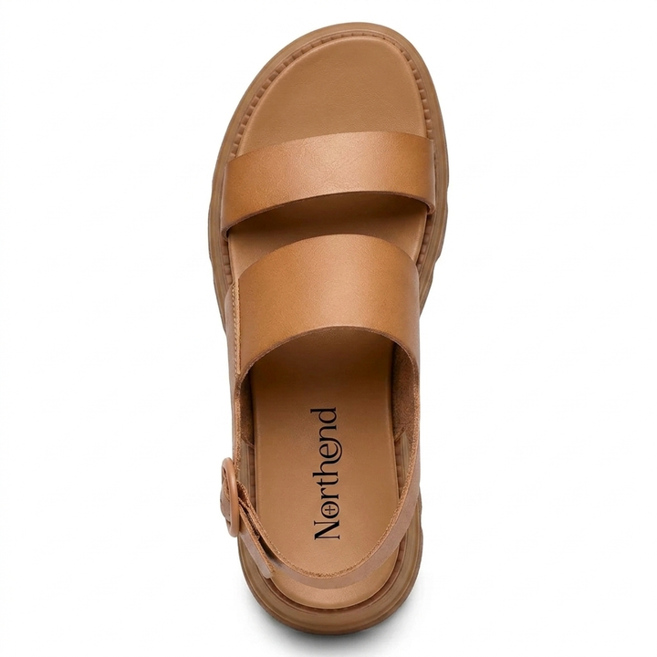 Comfortable Platform Sandals for Women with Wide Double Strap Slingback Chunky Lug Sole Style