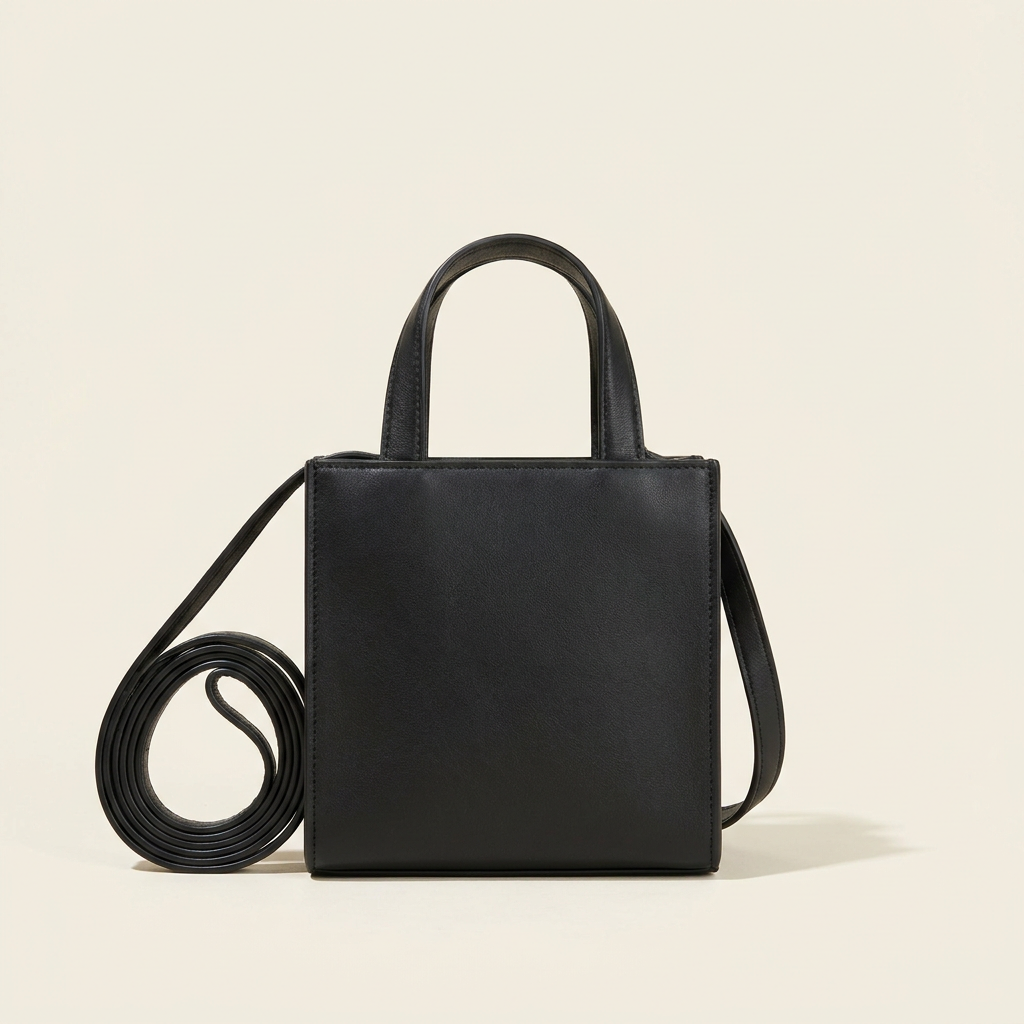 Marlowe structured square crossbody bag in soft black against a cream studio backdrop