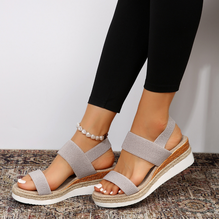 Comfortable Sandals for Women with Elastic Strap Cushioned Platform Slingback Open Toe Style