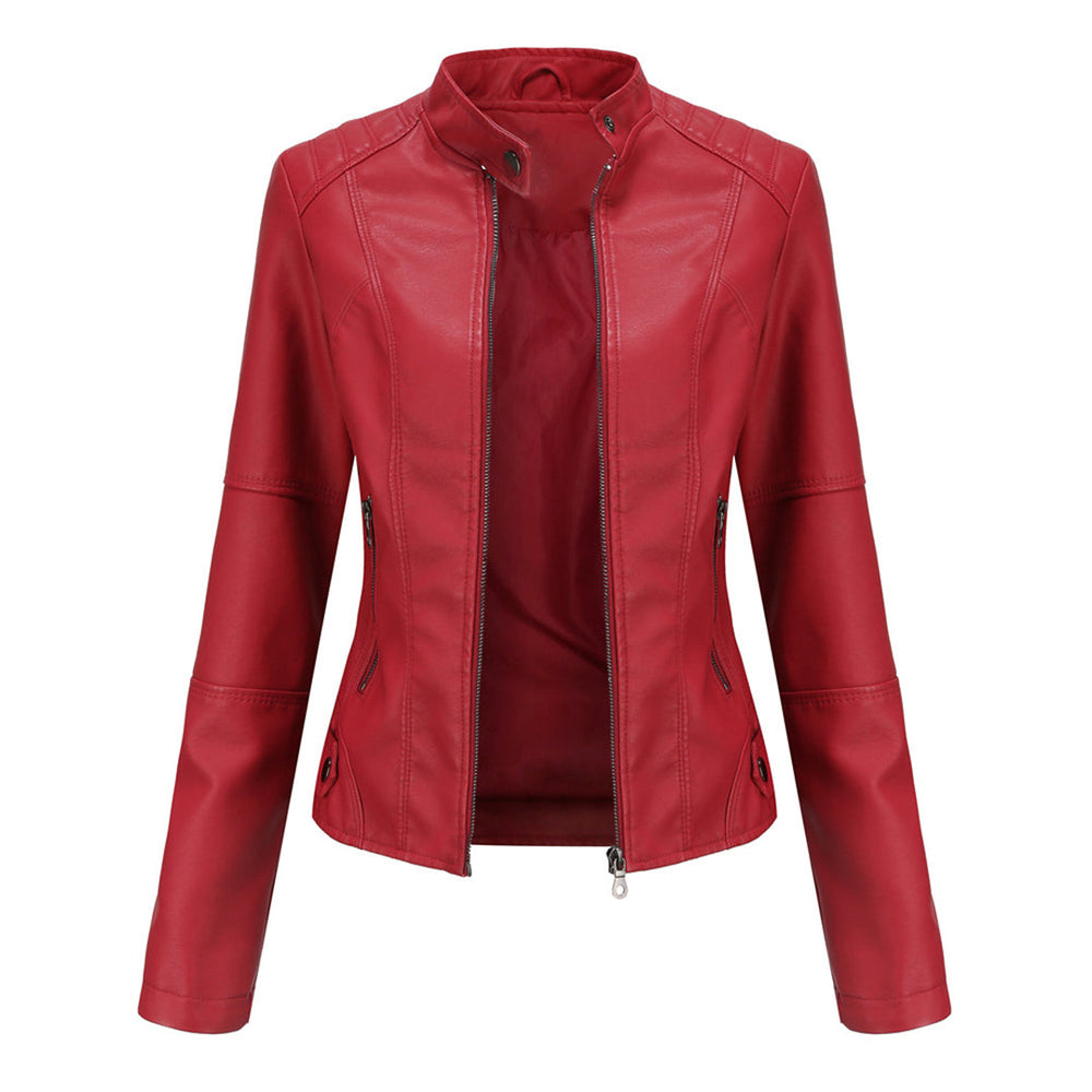 Effortless Faux Leather Biker Jacket for Women – view 2