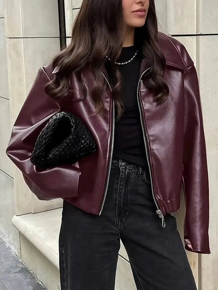 Elegant Faux Leather Jacket for Women