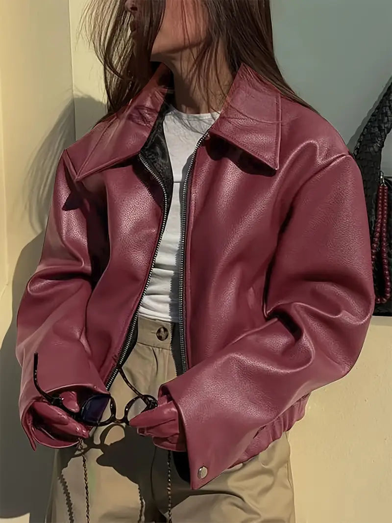 Elegant Faux Leather Jacket for Women – view 10