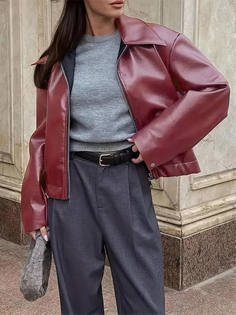 Elegant Faux Leather Jacket for Women – view 11