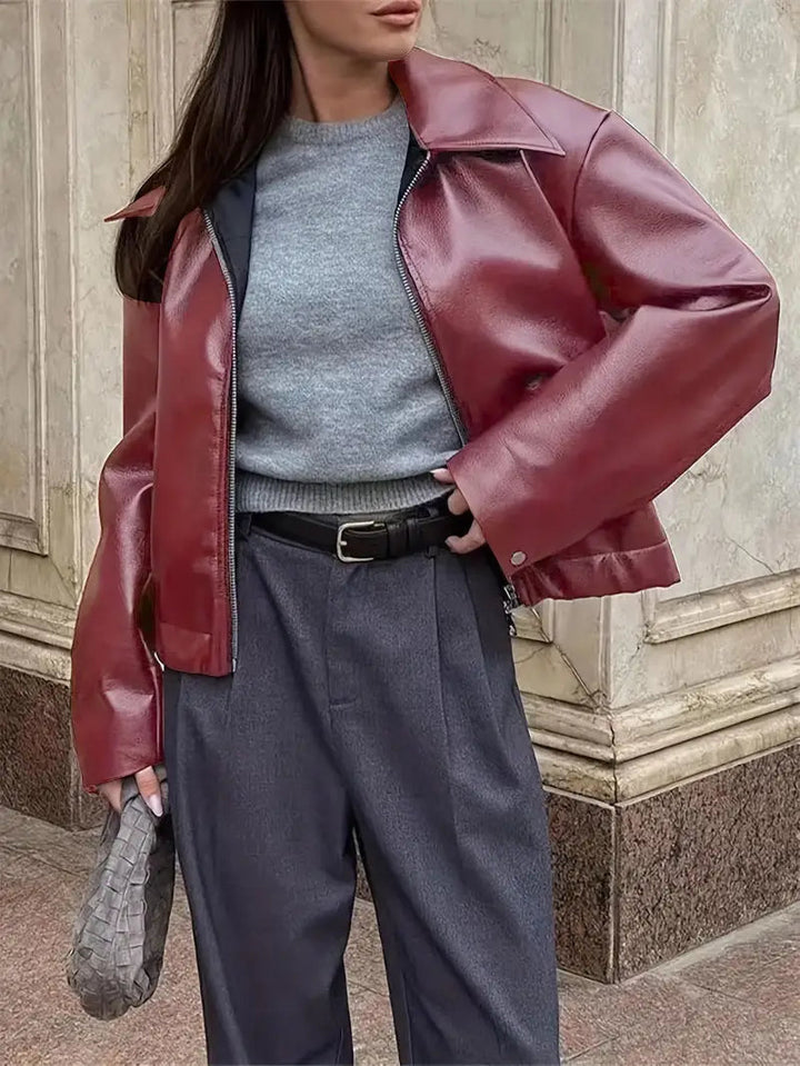 Elegant Faux Leather Jacket for Women – view 11
