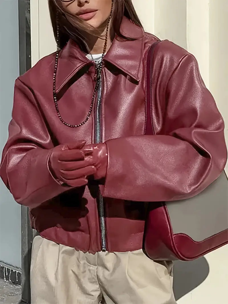Elegant Faux Leather Jacket for Women – view 12