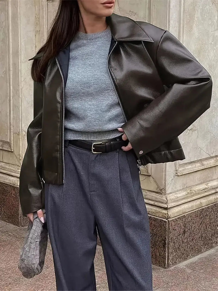Elegant Faux Leather Jacket for Women – view 16