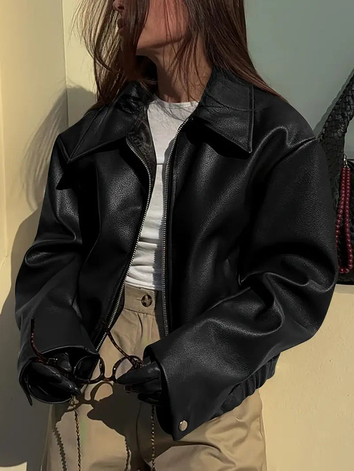 Elegant Faux Leather Jacket for Women – view 5