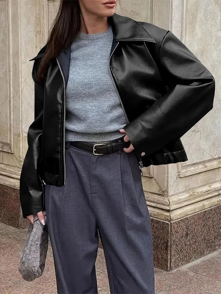 Elegant Faux Leather Jacket for Women – view 6