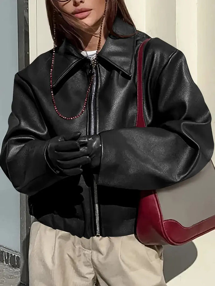 Elegant Faux Leather Jacket for Women – view 7
