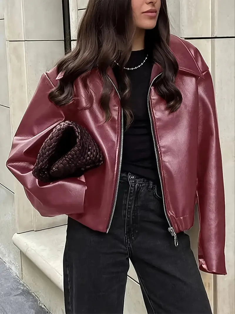 Elegant Faux Leather Jacket for Women – view 9