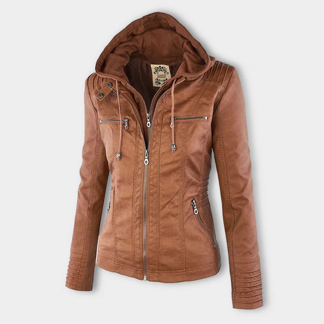 Elegant Faux Leather Moto Jacket for Women