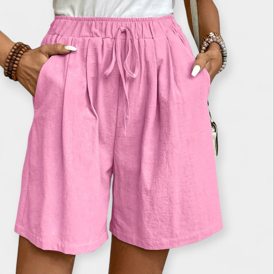 Effortless Linen Shorts for Women with High Waist Drawstring Wide Leg Relaxed Casual Style