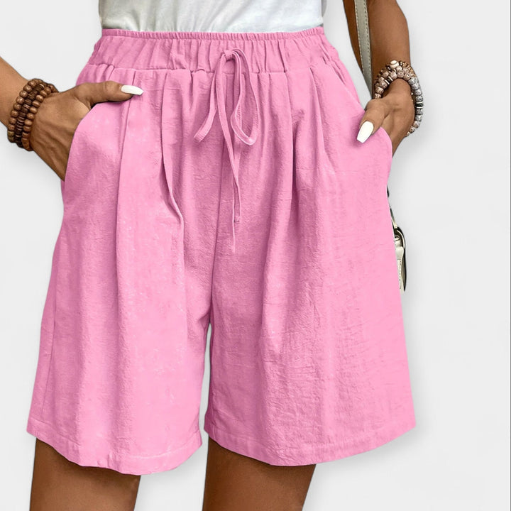 Effortless Linen Shorts for Women with High Waist Drawstring Wide Leg Relaxed Casual Style