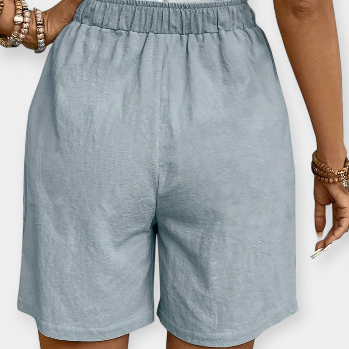 Effortless Linen Shorts for Women with High Waist Drawstring Wide Leg Relaxed Casual Style