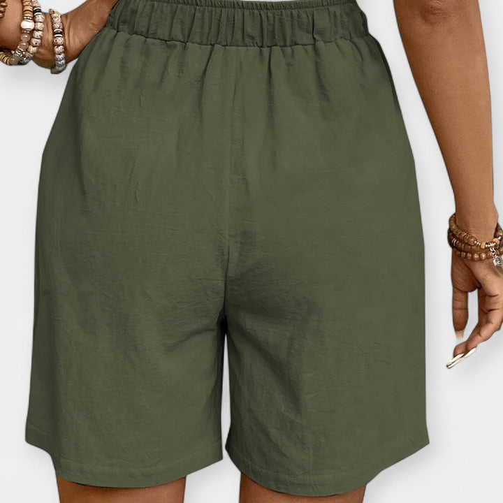Effortless Linen Shorts for Women with High Waist Drawstring Wide Leg Relaxed Casual Style