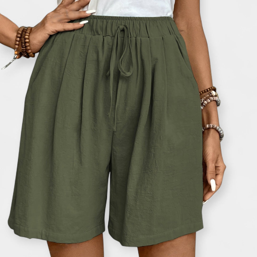 Effortless Linen Shorts for Women with High Waist Drawstring Wide Leg Relaxed Casual Style