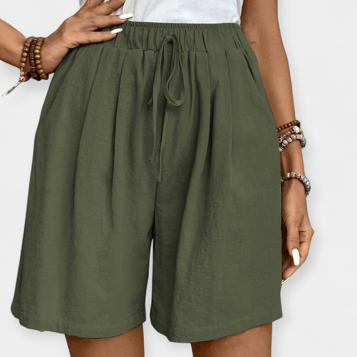 Effortless Linen Shorts for Women with High Waist Drawstring Wide Leg Relaxed Casual Style