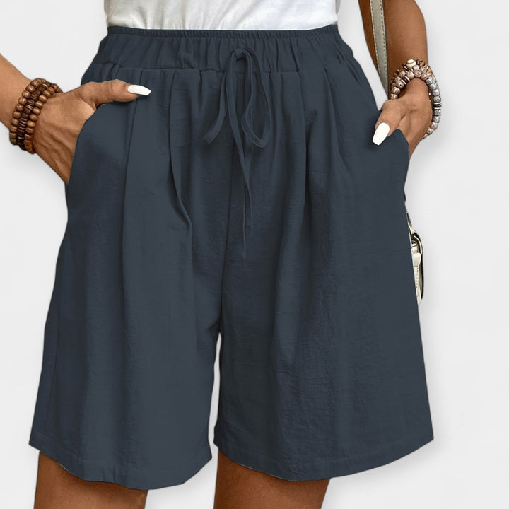 Effortless Linen Shorts for Women with High Waist Drawstring Wide Leg Relaxed Casual Style