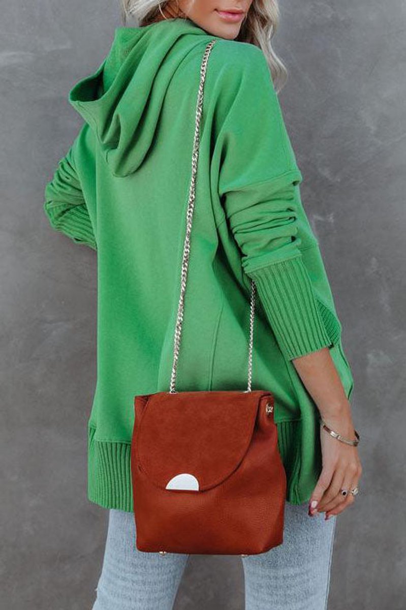 Effortless Snap Button Hoodie for Women with Long Sleeve Ribbed Cuff High Low Relaxed Style