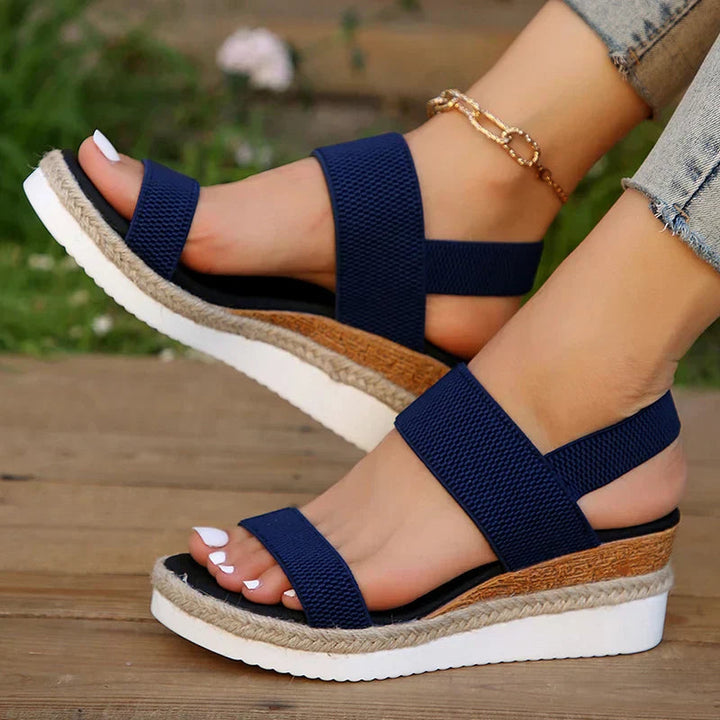 Comfortable Sandals for Women with Elastic Strap Cushioned Platform Slingback Open Toe Style